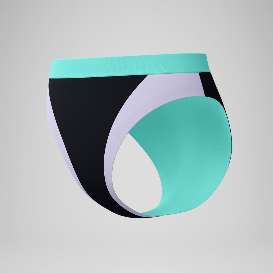 FLU3NTE Colourblock Hi Waist Bikini Bottom Black | Speedo