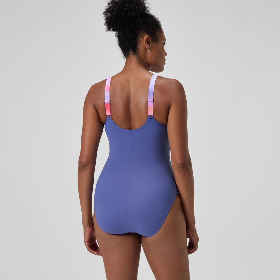 Shaping Printed Splice Swimsuit Blue/Pink | Speedo