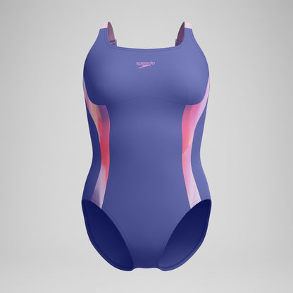Shaping Printed Splice Swimsuit Blue/Pink | Speedo