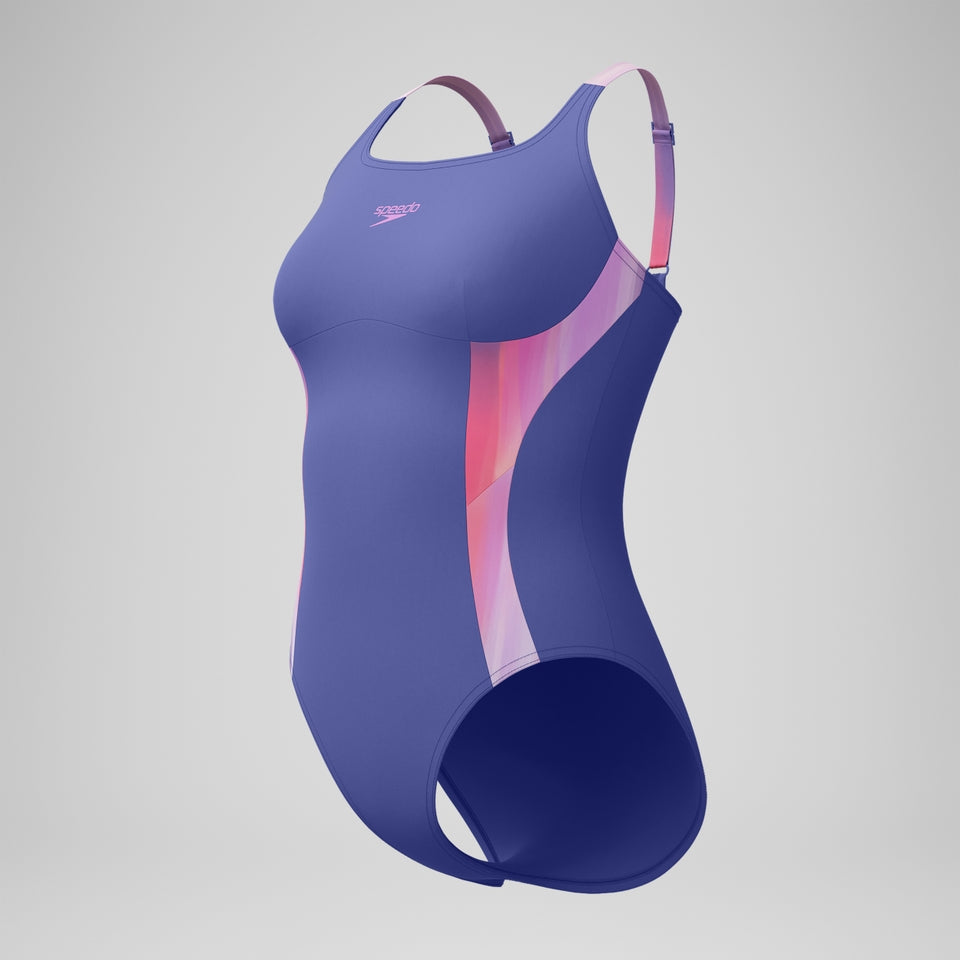 Shaping Printed Splice Swimsuit Blue/Pink | Speedo