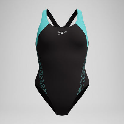 HyberBoom Splice Racerback Swimsuit Black/Turquoise | Speedo