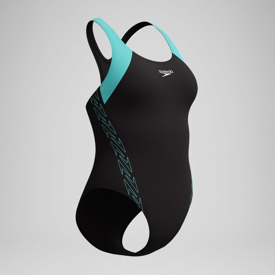 HyberBoom Splice Racerback Swimsuit Black/Turquoise | Speedo