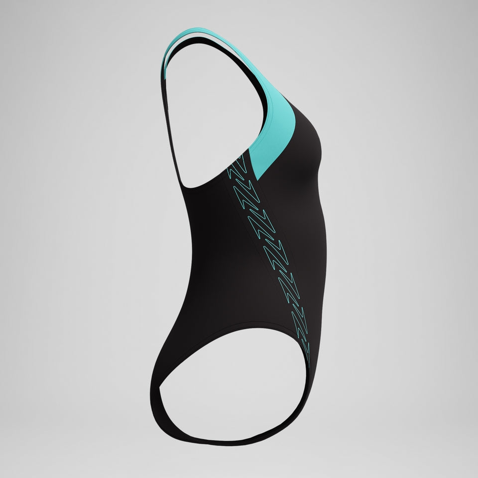 HyberBoom Splice Racerback Swimsuit Black/Turquoise | Speedo