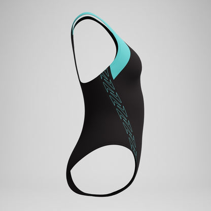 HyberBoom Splice Racerback Swimsuit Black/Turquoise | Speedo