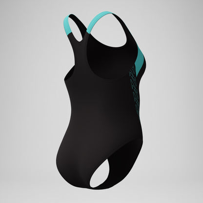 HyberBoom Splice Racerback Swimsuit Black/Turquoise | Speedo