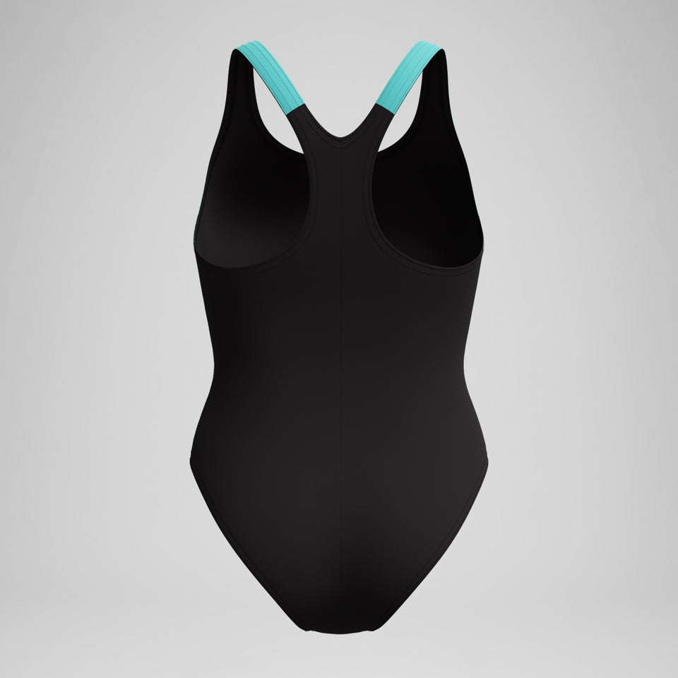 HyberBoom Splice Racerback Swimsuit Black/Turquoise | Speedo