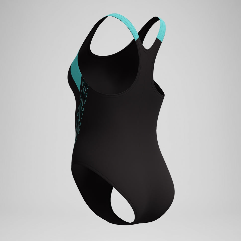 HyberBoom Splice Racerback Swimsuit Black/Turquoise | Speedo