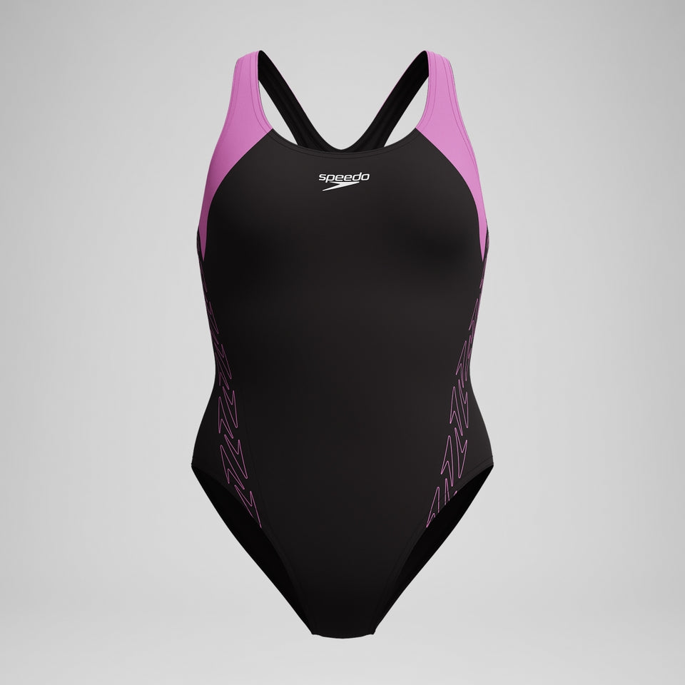 HyberBoom Splice Racerback Swimsuit Black/Pink | Speedo