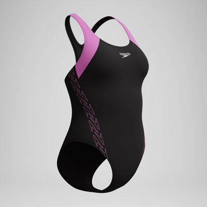 HyberBoom Splice Racerback Swimsuit Black/Pink | Speedo
