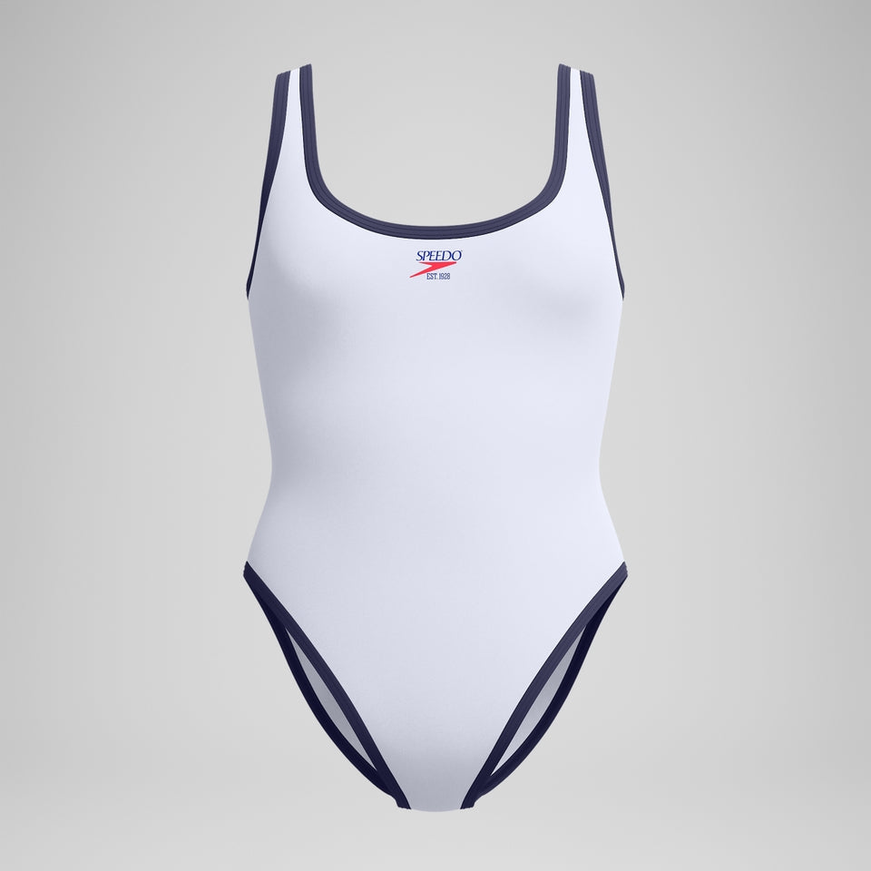 Jetstream Solid Scoop Bound Swimsuit White/Navy | Speedo