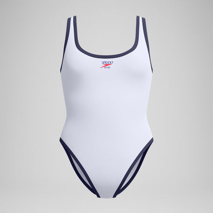 Jetstream Solid Scoop Bound Swimsuit White/Navy | Speedo