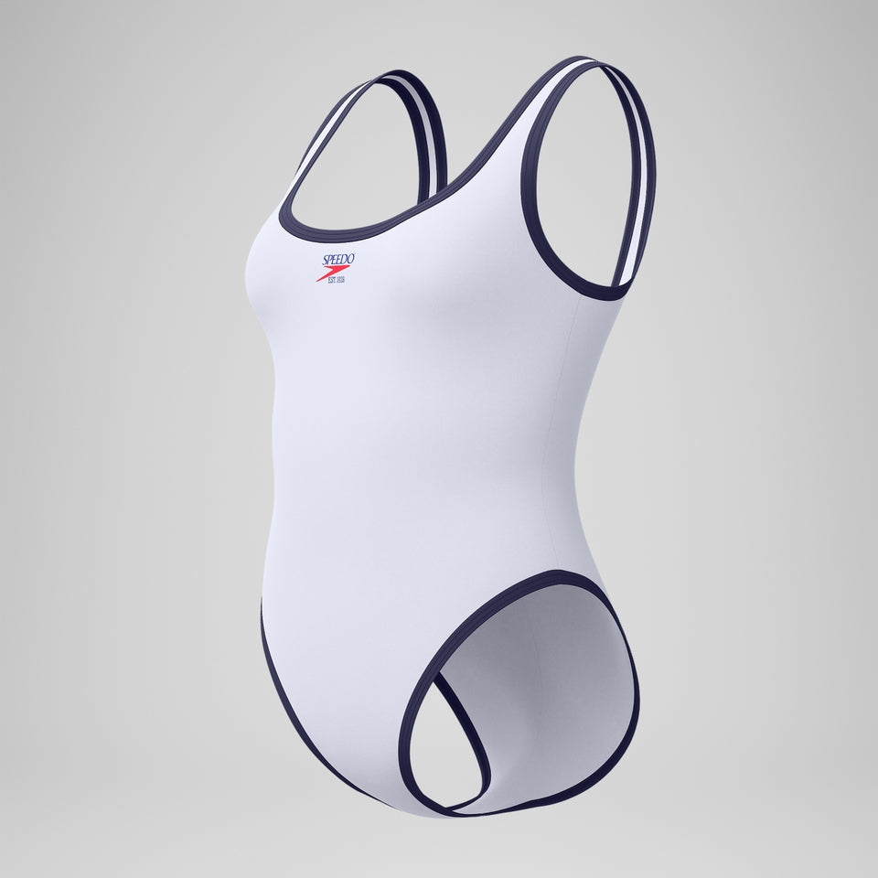 Jetstream Solid Scoop Bound Swimsuit White/Navy | Speedo