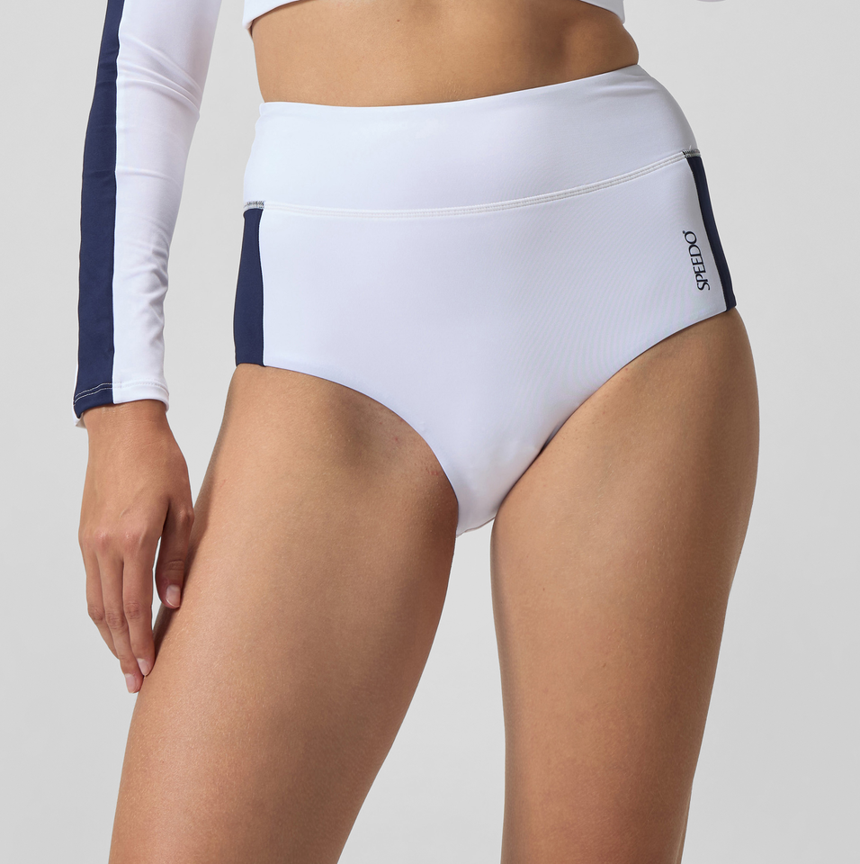 Jetstream Colourblock Banded Boyleg Bikini Bottom White/Navy | Speedo