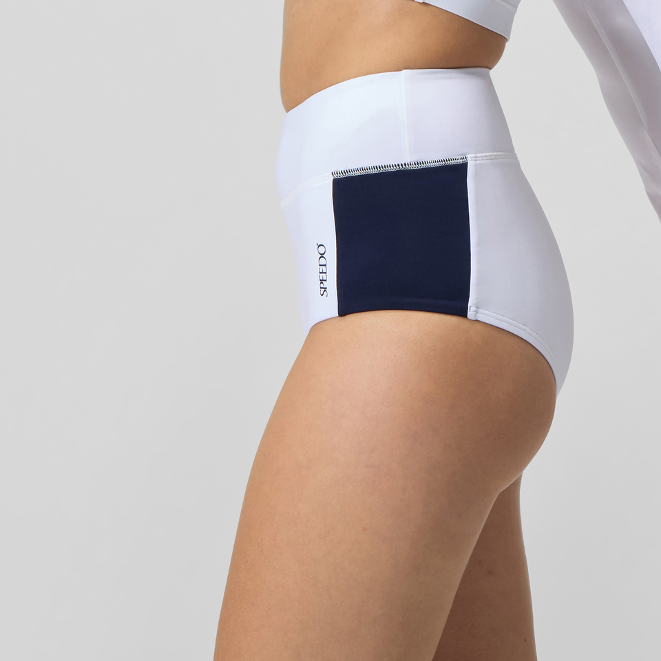 Jetstream Colourblock Banded Boyleg Bikini Bottom White/Navy | Speedo