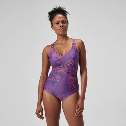Shaping V Neck Swimsuit Pink/Orange | Speedo