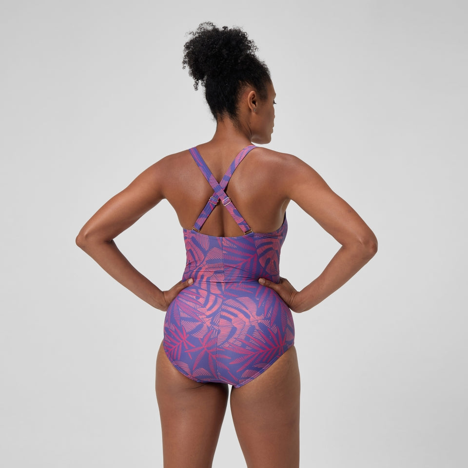 Shaping V Neck Swimsuit Pink/Orange | Speedo