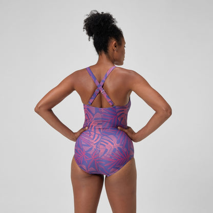 Shaping V Neck Swimsuit Pink/Orange | Speedo
