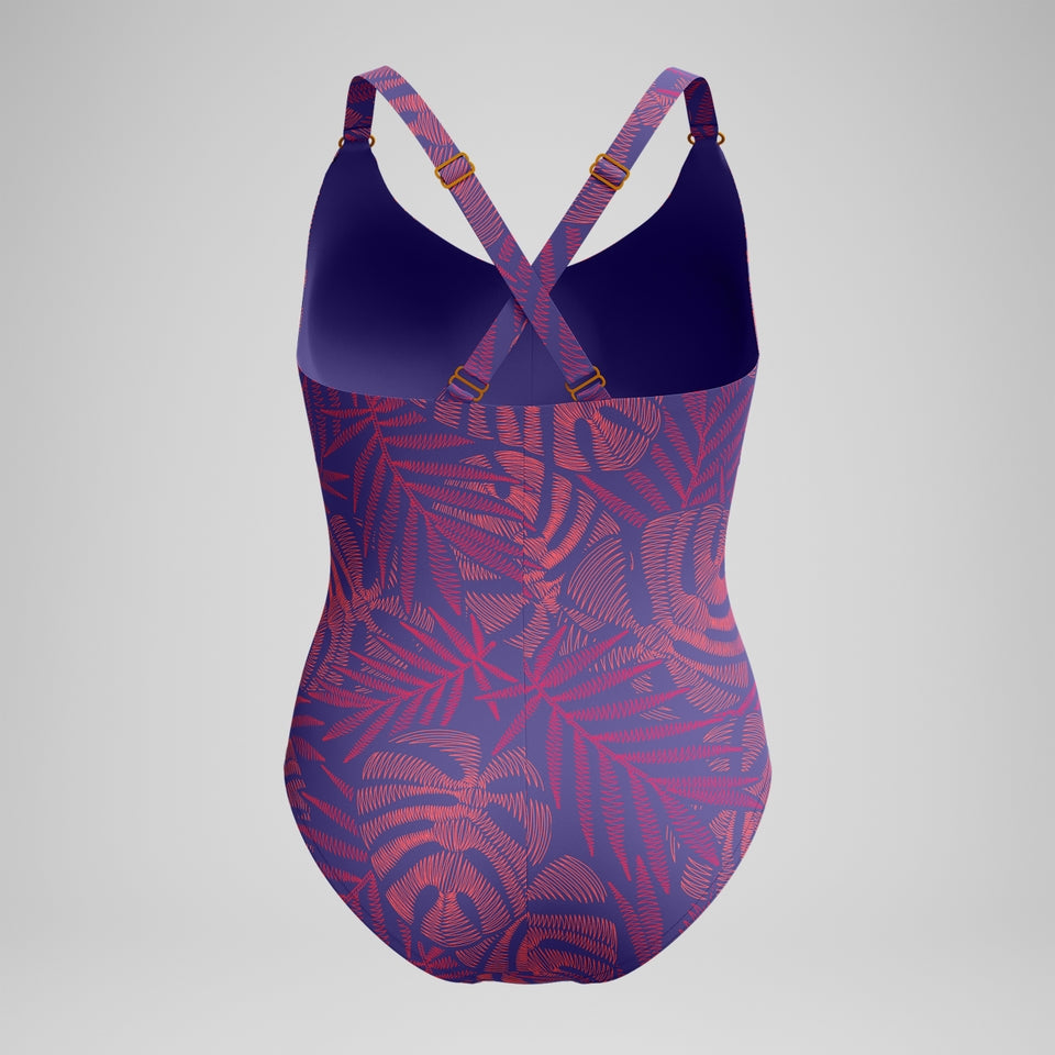 Shaping V Neck Swimsuit Pink/Orange | Speedo