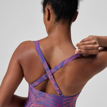 Shaping V Neck Swimsuit Pink/Orange | Speedo
