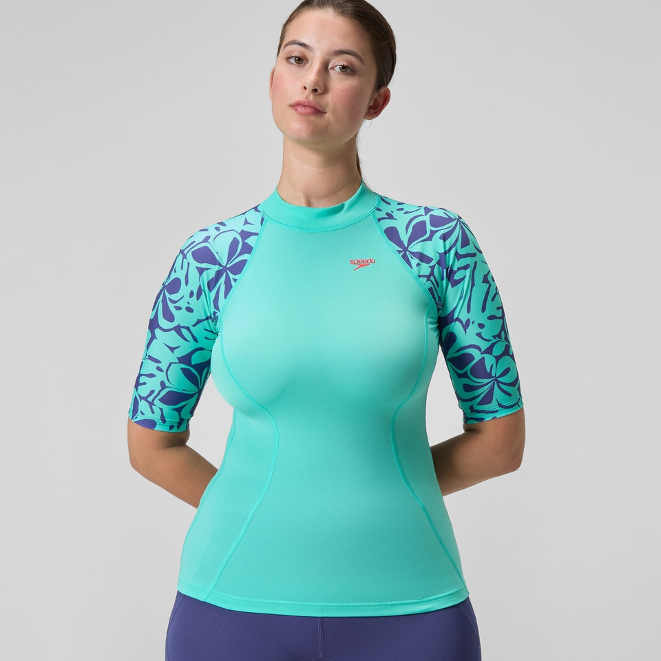 Printed Short Sleeve Rash Top Turquoise | Speedo