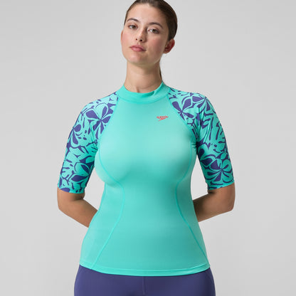 Printed Short Sleeve Rash Top Turquoise | Speedo