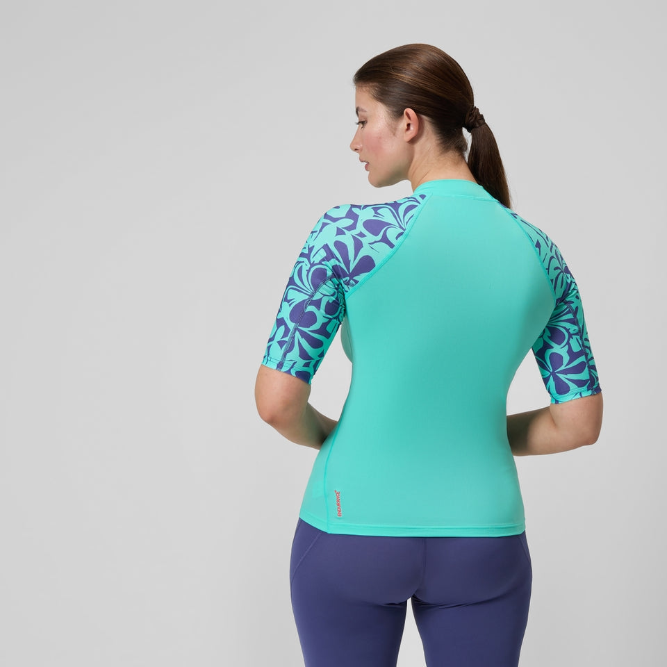 Printed Short Sleeve Rash Top Turquoise | Speedo