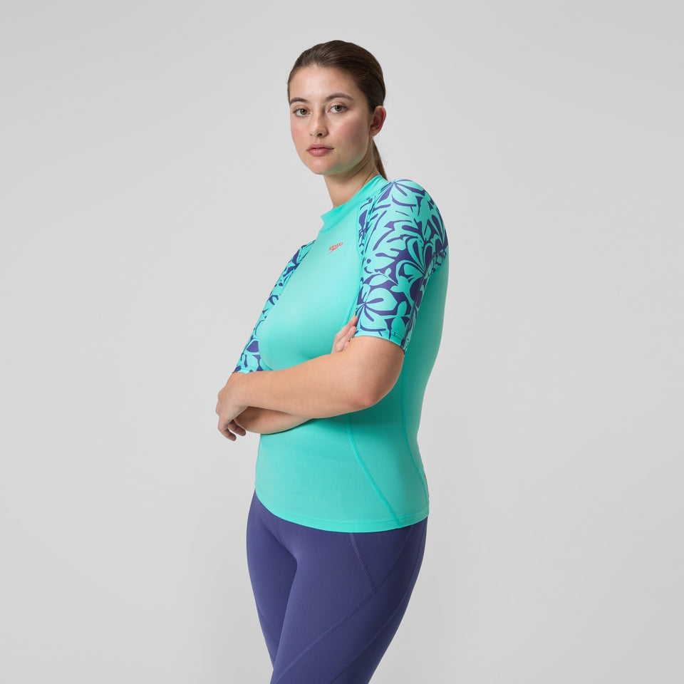 Printed Short Sleeve Rash Top Turquoise | Speedo