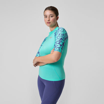 Printed Short Sleeve Rash Top Turquoise | Speedo