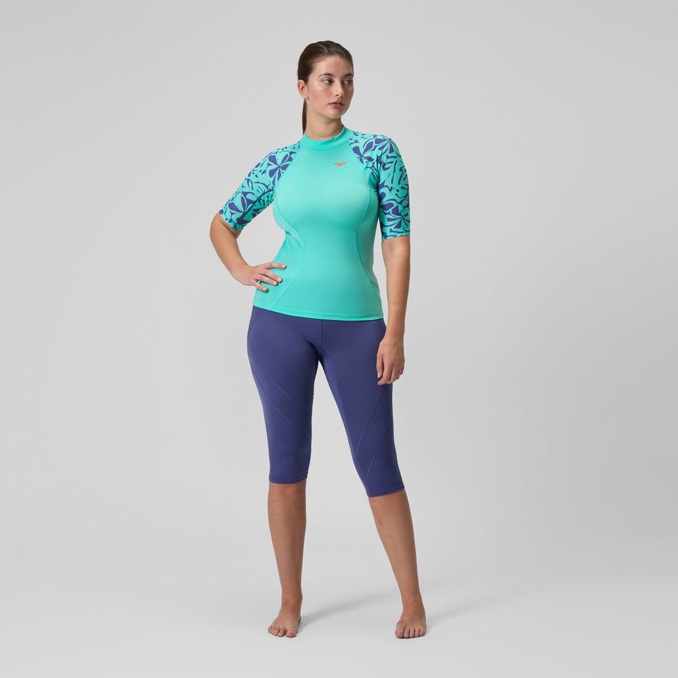 Printed Short Sleeve Rash Top Turquoise | Speedo