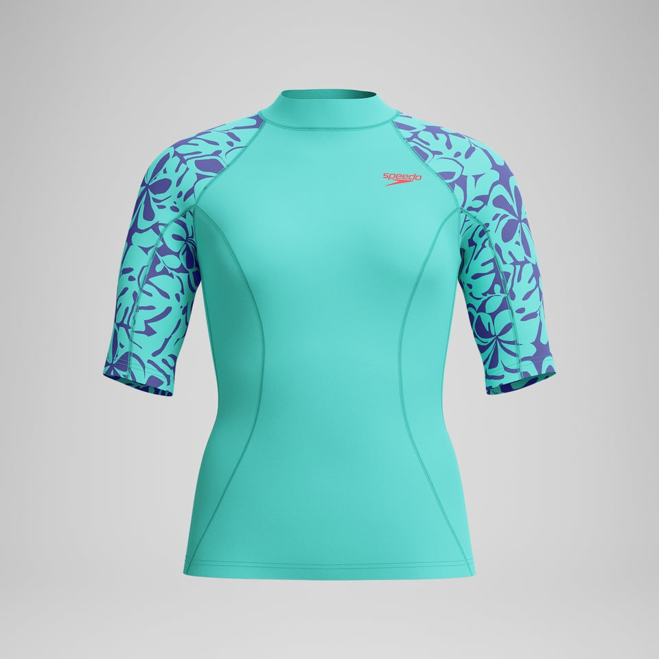 Printed Short Sleeve Rash Top Turquoise | Speedo