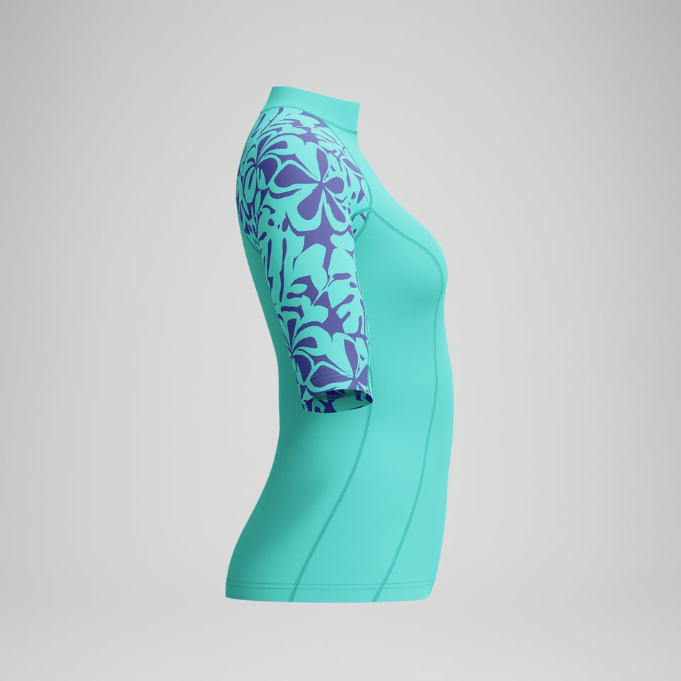 Printed Short Sleeve Rash Top Turquoise | Speedo