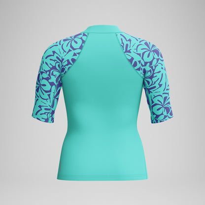 Printed Short Sleeve Rash Top Turquoise | Speedo