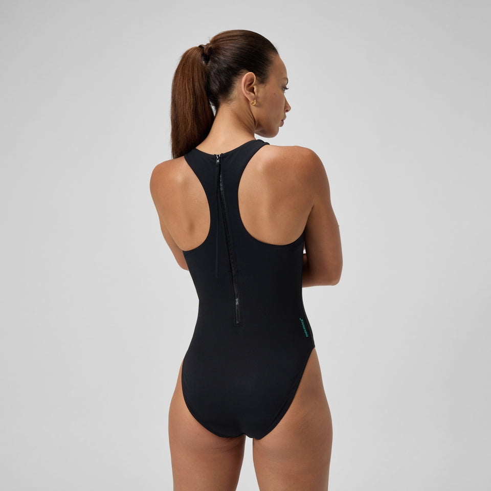 Racer Zip Swimsuit with Swim Bra Black | Speedo