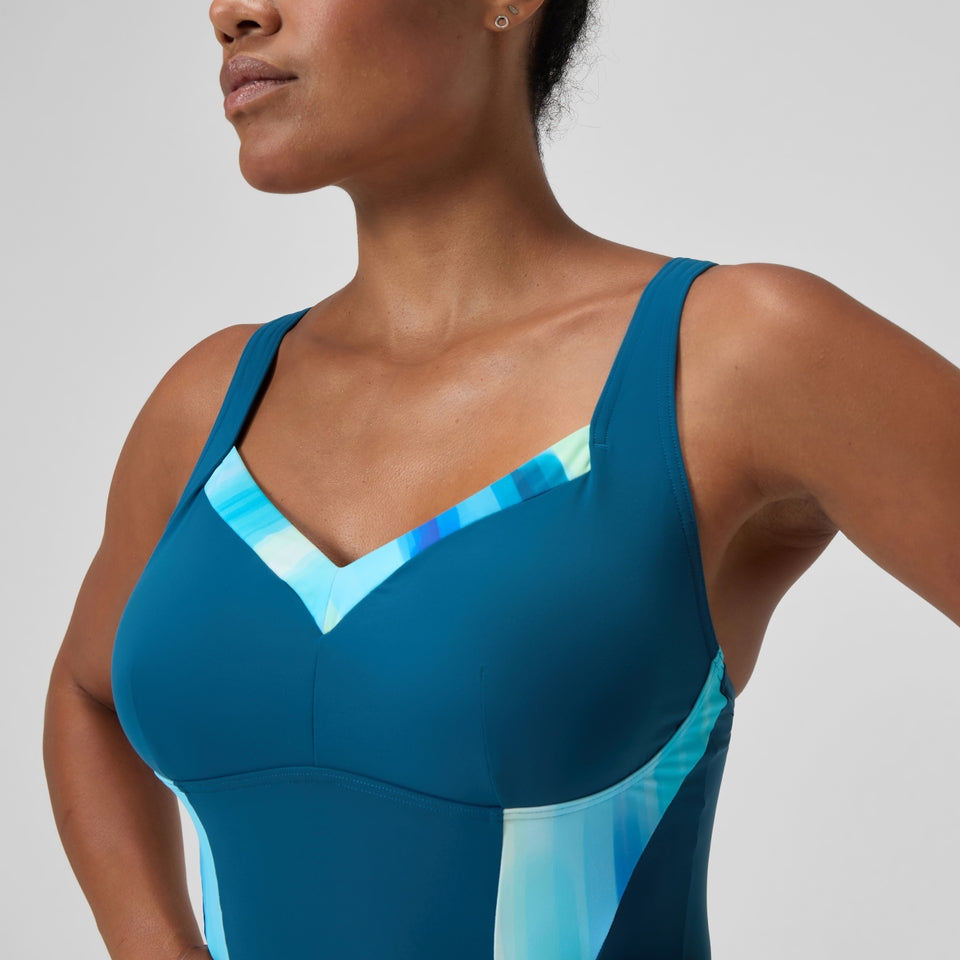 Shaping Printed LunaElustre Swimsuit DarkTeal/Green | Speedo