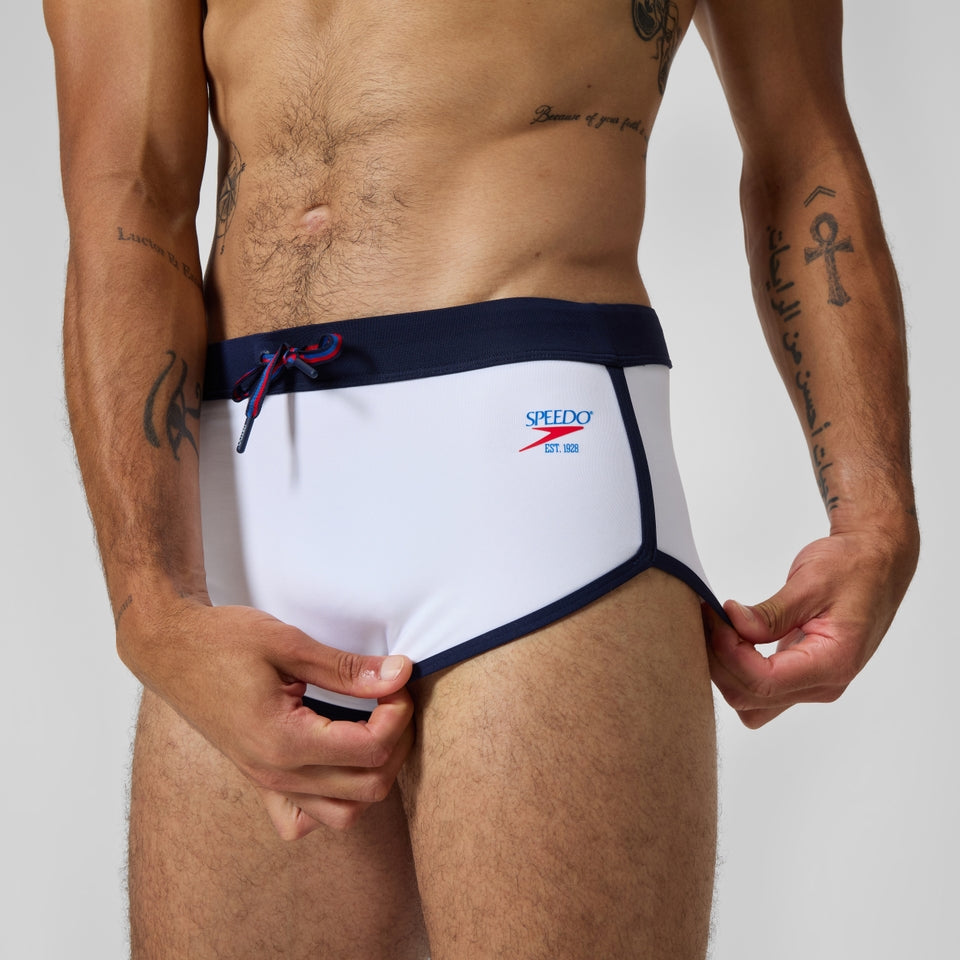 Jetstream 3.5'' Logo Brief White/Navy | Speedo