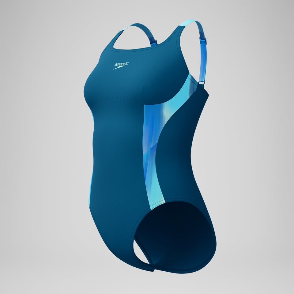 Shaping Printed Splice Swimsuit DarkTeal/Green | Speedo