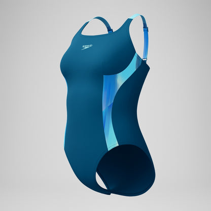 Shaping Printed Splice Swimsuit DarkTeal/Green | Speedo