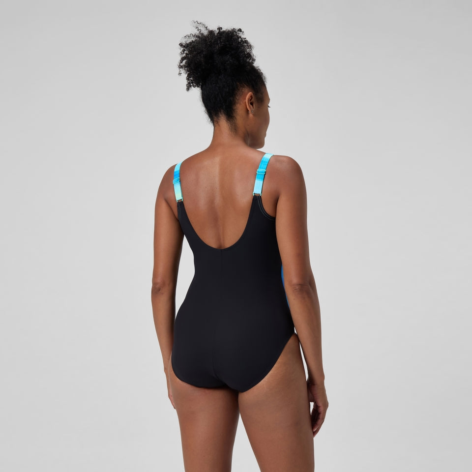 Shaping Printed LunaLustre Swimsuit Black/Turquoise | Speedo