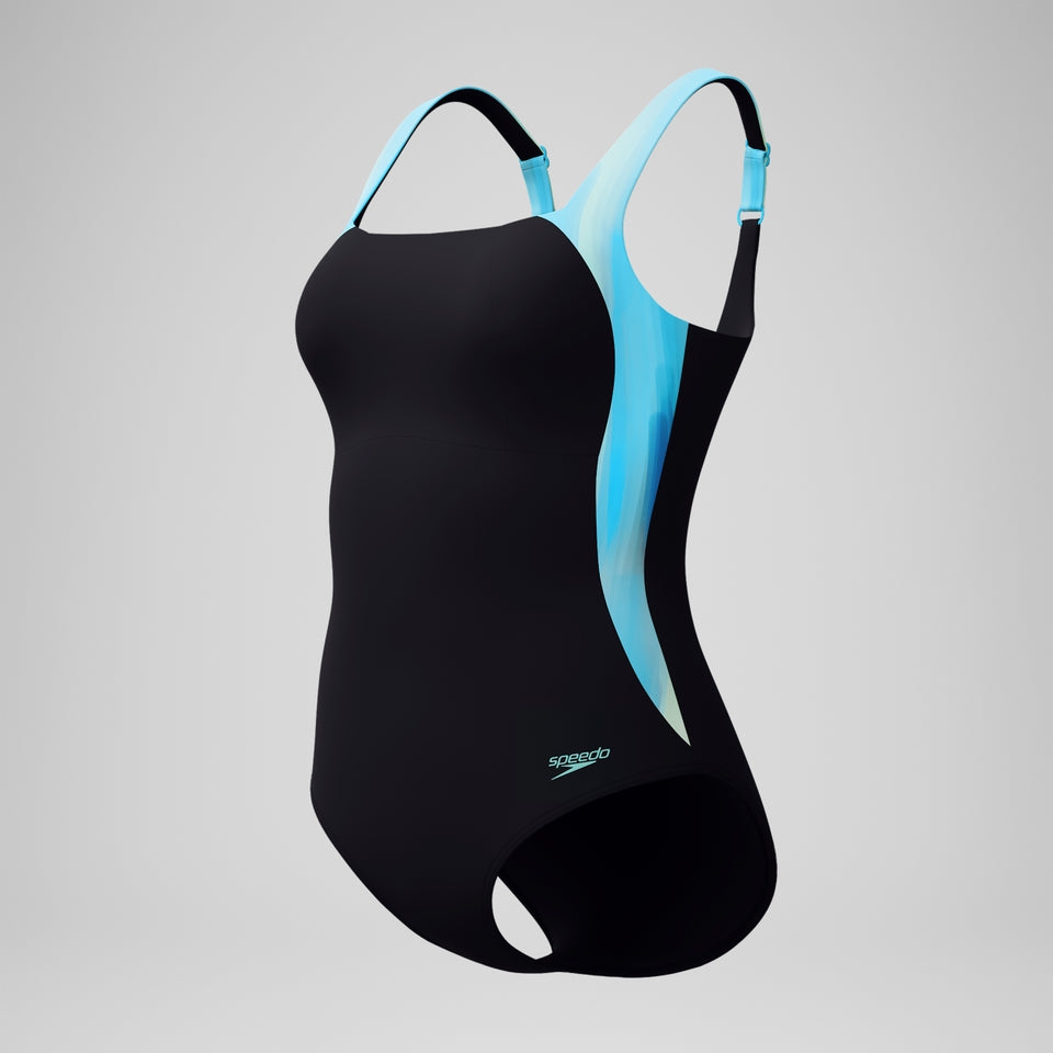Shaping Printed LunaLustre Swimsuit Black/Turquoise | Speedo