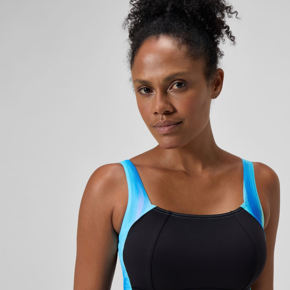 Shaping Printed LunaLustre Swimsuit Black/Turquoise | Speedo
