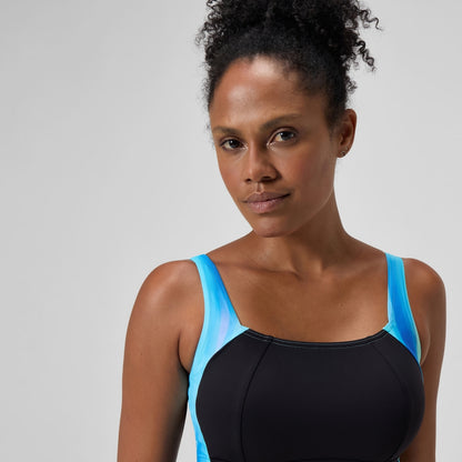 Shaping Printed LunaLustre Swimsuit Black/Turquoise | Speedo