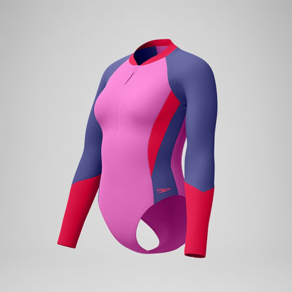 Colourblock Long Sleeve Swimsuit Pink/Purple | Speedo