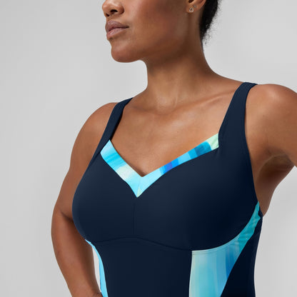 Shaping Printed LunaElustre Swimsuit Navy/Green | Speedo
