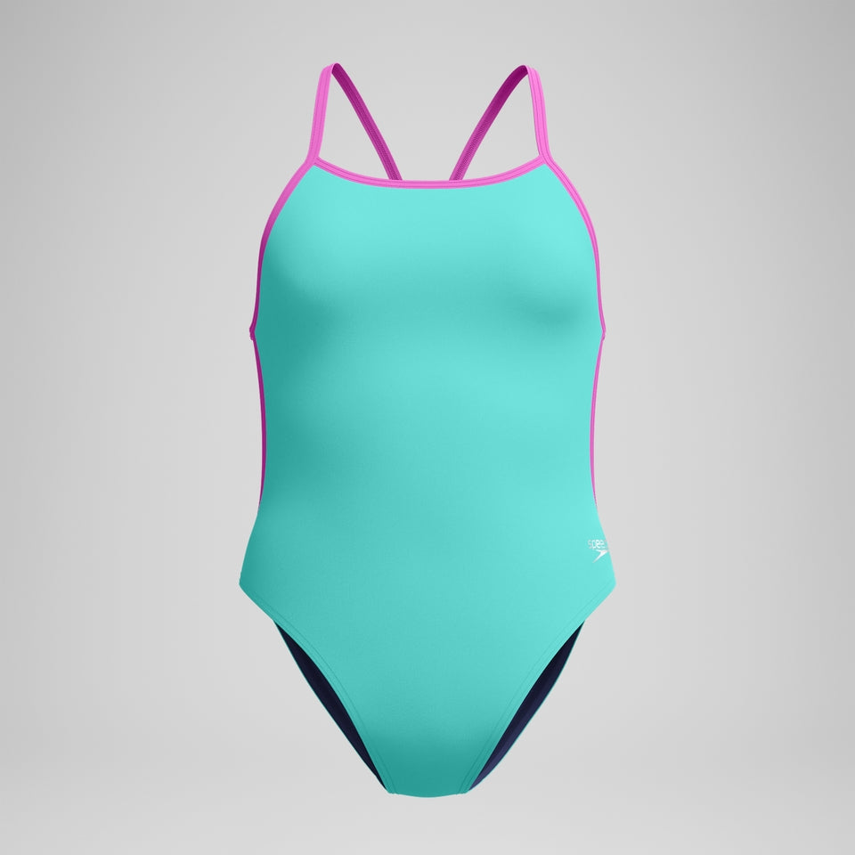 Club Training Solid V Back Swimsuit Turquoise/Pink | Speedo