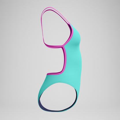 Club Training Solid V Back Swimsuit Turquoise/Pink | Speedo