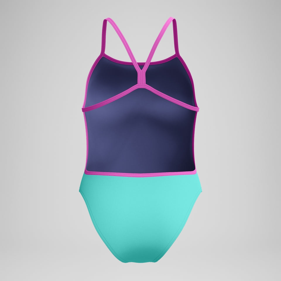 Club Training Solid V Back Swimsuit Turquoise/Pink | Speedo