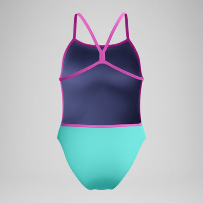 Club Training Solid V Back Swimsuit Turquoise/Pink | Speedo