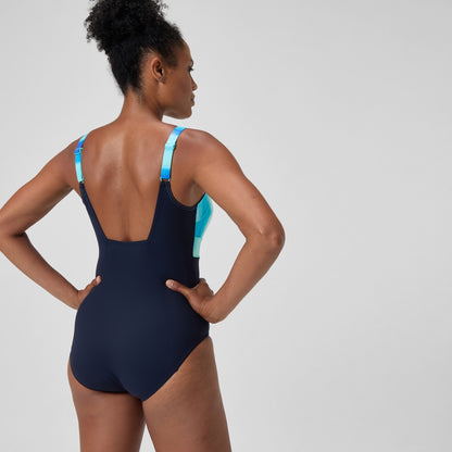 Shaping Printed Contour Eclipse Swimsuit Navy/Green | Speedo