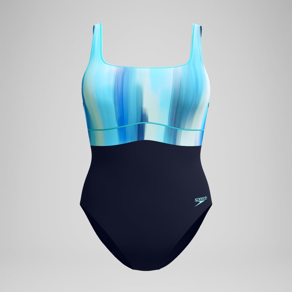 Shaping Printed Contour Eclipse Swimsuit Navy/Green | Speedo