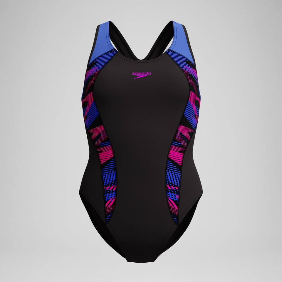 Placement Laneback Swimsuit Black/Blue | Speedo